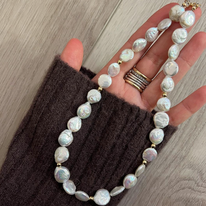 multisized coin pearl necklace